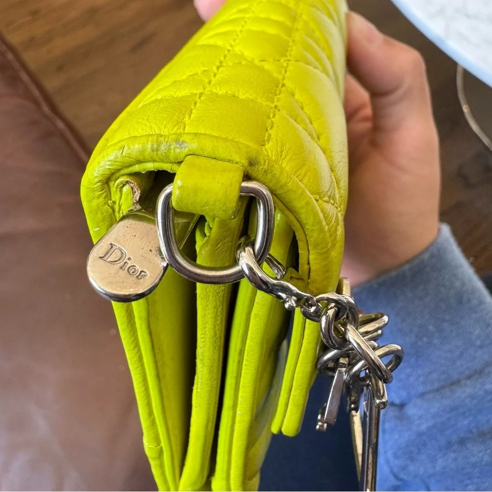 Christian Dior Cannage Wallet Leather Purse Yellow - Picture 6 of 11